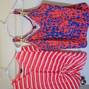 Vibrant Orange and Blue Patterned Tank Top